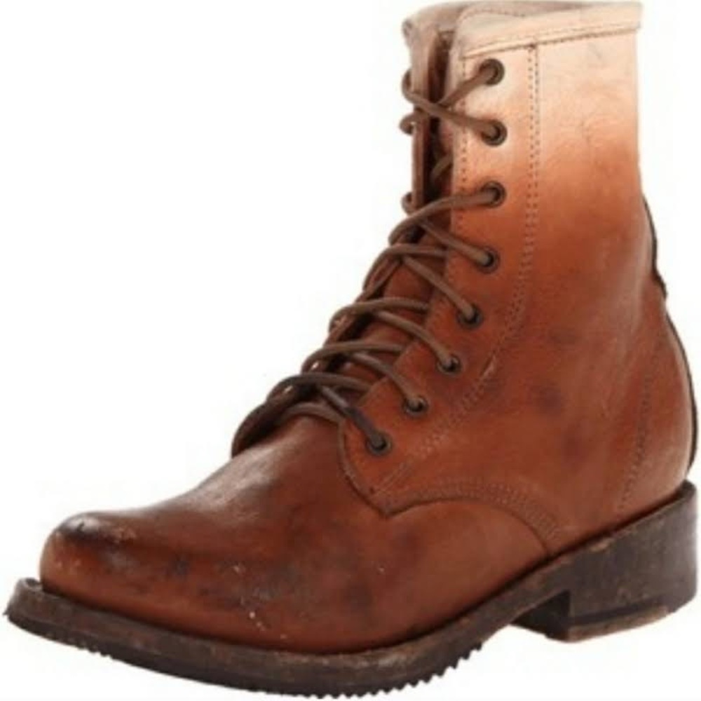 Freebird By Steven Charlie Ombré Brown Block Heel Lace Up Combat Boots Size 6